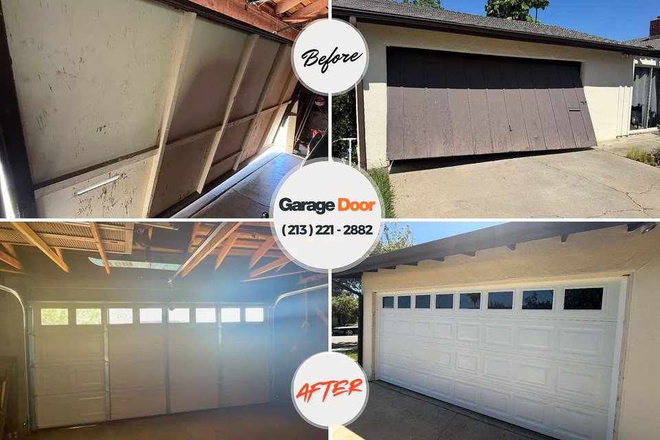 Before and after: garage door repair Monument Beach, MA